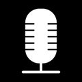 Vintage microphone line style vector illustration. Icon isolated on black Royalty Free Stock Photo