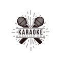 Vintage Microphone logo, karaoke logo icon vector template