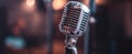 The vintage microphone ready for an engaging live performance..AI generated image Royalty Free Stock Photo
