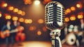 vintage microphone with a soft-focus stage background Royalty Free Stock Photo