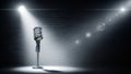 Vintage Microphone on Stage with Dramatic Spotlight Royalty Free Stock Photo