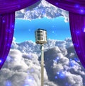 Vintage microphone and stage drapes Royalty Free Stock Photo