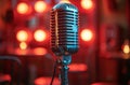 Vintage microphone on stage in the night club Royalty Free Stock Photo