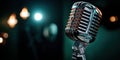 Vintage Microphone on Stage with Soft Focus and Dramatic Lighting Effects Royalty Free Stock Photo