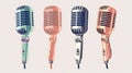 Vintage Microphones: Graphic Design-inspired Illustrations In Larme Kei Style