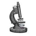 Vintage microscope engraving vector illustration