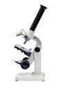 Vintage microscope isolated on a white background. Royalty Free Stock Photo
