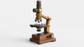 Vintage Microscope Isolated on White Background   Science Laboratory Equipment Royalty Free Stock Photo