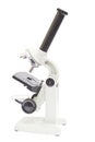 Vintage microscope isolated on a white background. Royalty Free Stock Photo