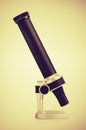Vintage microscope side view Royalty Free Stock Photo