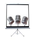 Vintage mics on projector screen