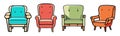 Vintage mid century modern armchair cartoon vector Royalty Free Stock Photo