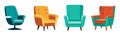 Vintage mid century modern armchair cartoon vector Royalty Free Stock Photo