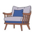Vintage mid century modern armchair vector icon. Royalty Free Stock Photo