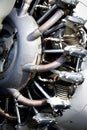 Vintage military aircraft motor and exhaust Royalty Free Stock Photo