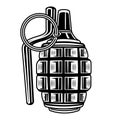 Vintage military hand grenade concept in monochrome style isolated illustration Royalty Free Stock Photo