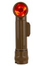 vintage military style flashlight with red light isolated on white Royalty Free Stock Photo