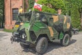 Vintage military Swedish 4wd Volvo truck at a car show parked Royalty Free Stock Photo