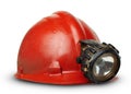 Vintage miners helmet with lamp Royalty Free Stock Photo