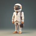 Vintage Minimalism Astronaut 3d Model With Bags And Book