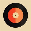 Vintage Minimalism: Orange And Black Vinyl Record With Minimal Circular Design