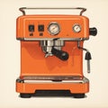 Vintage Minimalism: The Orange Espresso Machine With Satirical Tone