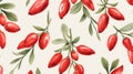 Vintage Minimalism: Red Goji Berry Pattern With Hyper-realistic Details