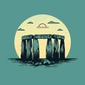 Vintage Minimalism: Stonehenge Illustration With A Psychedelic Twist