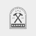 Vintage minimalist hammer logo template illustration design. carpentry hammer badge logo and symbol