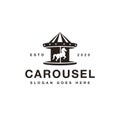 Vintage minimalist horse carousel logo icon illustration