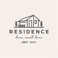 Vintage Minimalist Line art house logo design