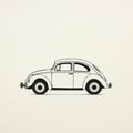 Delicately Detailed Black And White Volkswagen Beetle Illustration