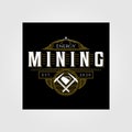 Vintage mining logo emblem vector badge retro illustration design