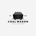 Vintage mining wagon logo vector illustration design