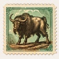 Vintage Minotaur Stamp Print On White Background