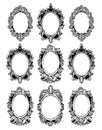 Vintage mirror frames set. Vector collection of round vintage frames, design elements