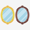 Vintage mirror. Retro decorated looking-glass. Vector.