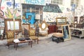 Vintage mirrors and furnitures in a corner store