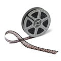 Vintage 16mm film reel and film on white background Royalty Free Stock Photo