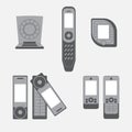 Vintage mobile phones icon set. Royalty Free Stock Photo