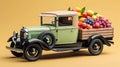 Vintage Model A Type Pickup Truck with fruit