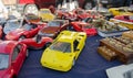 Vintage models of cars at flea market, France