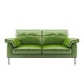 Vintage modern leather tea green sofa on the white background
