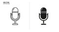 Vintage and Modern Microphone Icons Side by Side on White Background vector Royalty Free Stock Photo