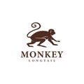 vintage monkey long tail silhouette logo design illustration Royalty Free Stock Photo