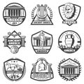 Vintage Monochrome Ancient Greece Labels Set Royalty Free Stock Photo