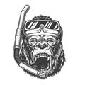 Vintage monochrome angry gorilla