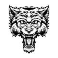 Vintage monochrome angry scary wolf head Royalty Free Stock Photo