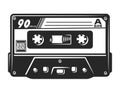 Vintage monochrome audio casette template Royalty Free Stock Photo