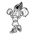 Vintage monochrome brush cheerleader character